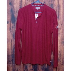 Canada Weathergear Men's Long Sleeve Henley Shirt size Small Red